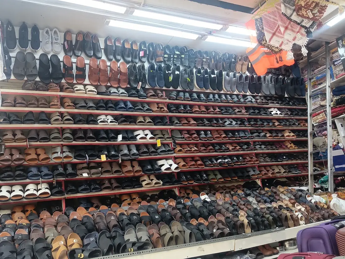 Shoes and sandals on display at Al Amwaj Footwear